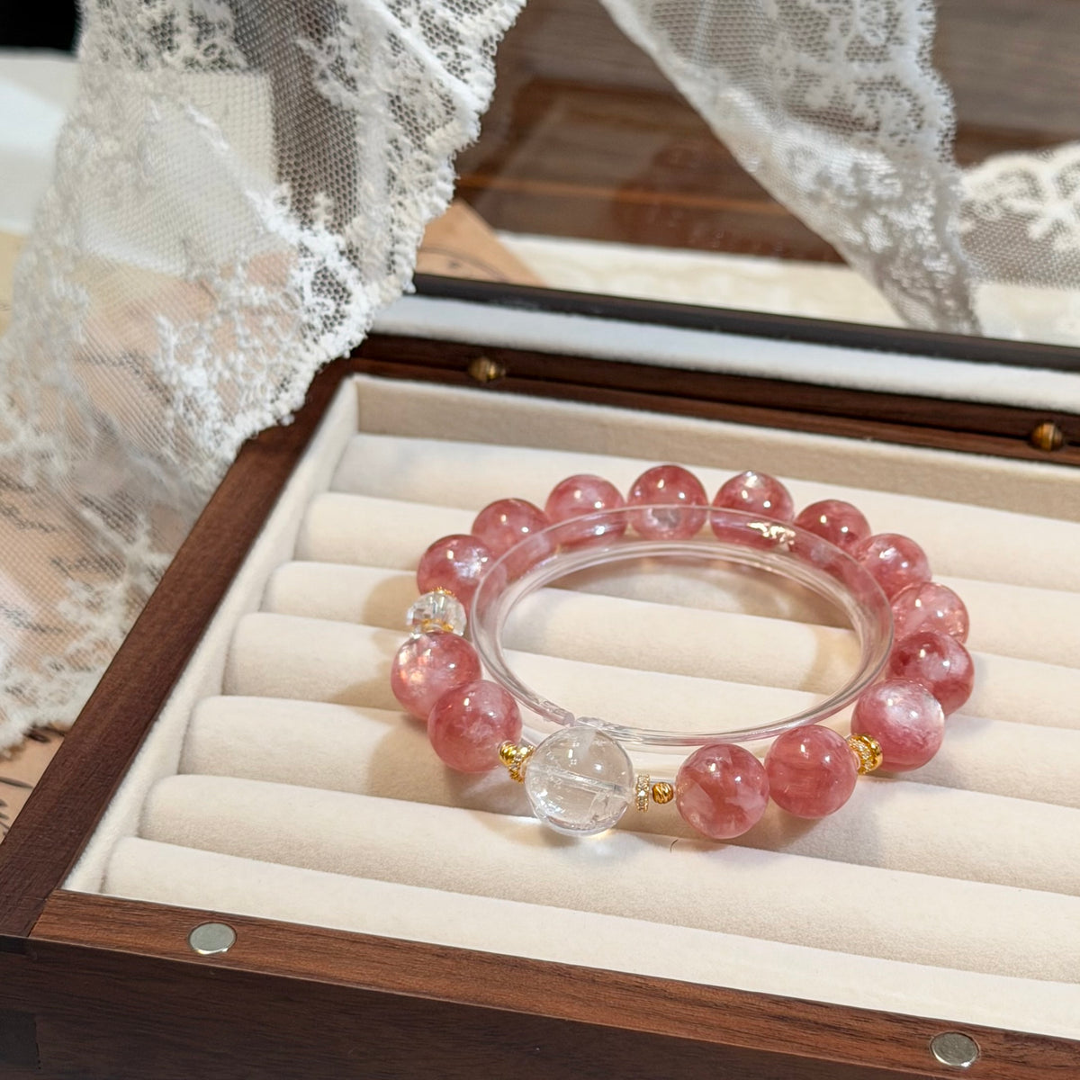「孤品 · 絲絨玫瑰」玫瑰祖母晶